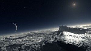 <em>The surface of Pluto from computer models, by L. Calçada</em>