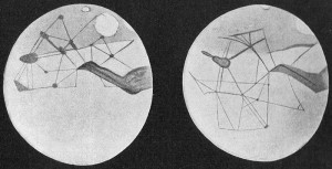 <em>Lowell's depiction of the canals of Mars.</em>