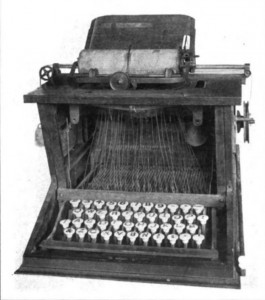 <em>An early typewriter similar in form to the </em>Übersetzungmaschine<em>, no photograph of which exists.</em>