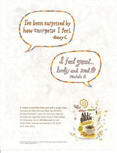 Kellogg's All-Bran ad from <em>Real Simple</em>, 9/09