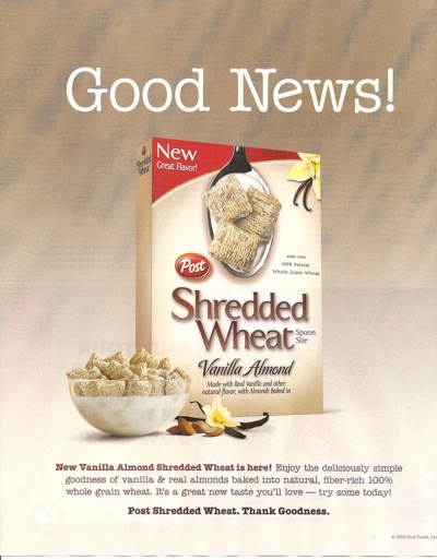 Post Shredded Wheat ad from <em>Real Simple</em>, 11/09