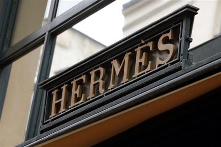 An Hermes sign is seen on one of their Paris stores