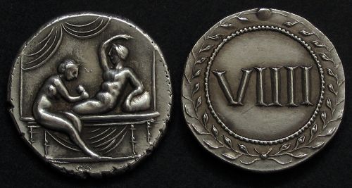Erotic token Spintriae VIIII Rome 1st century AD