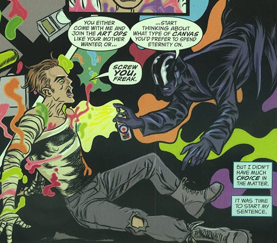 Action-painting figures: From ART OPS #2 (art by Michael Allred, Matt Brundage & Laura Allred).