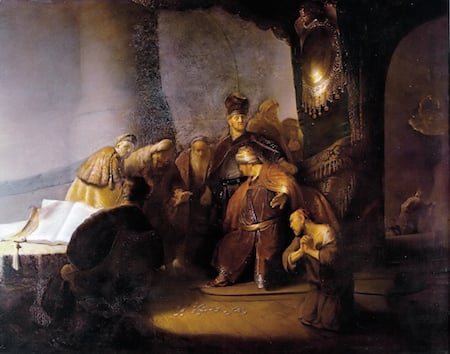 Rembrandt's Judas Returning the Thirty Silver Pieces, 1629.