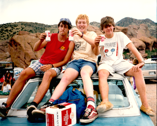 Chris Page (middle) and Kent Modesitt (right), Red Rocks, August 1987