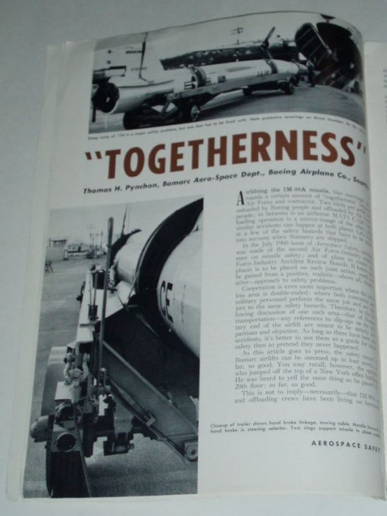 Pynchon in the December 1960 issue of Aerospace Magazine (via Invisible Literatures).